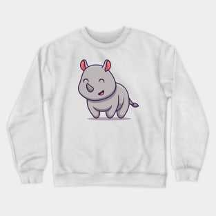 Cute Rhino Smiling Crewneck Sweatshirt